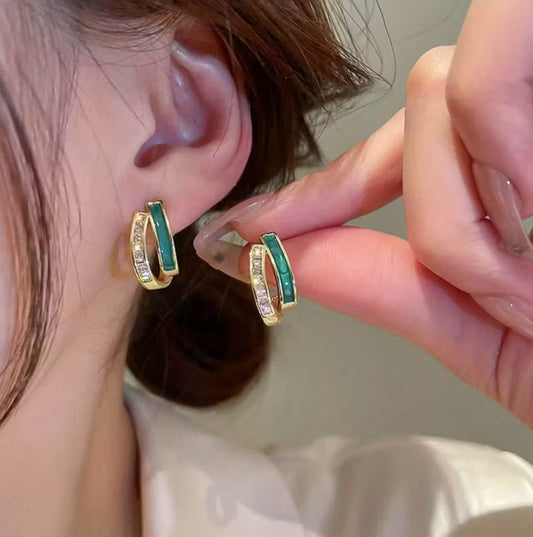 Kaelin | Double-Layer C-Shaped Oil Drop Earrings