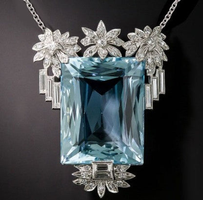 Vintage Radiant Cut Aquamarine Necklace