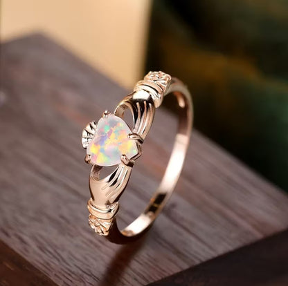 Rowena | Sterling Silver Claddagh Opal Ring