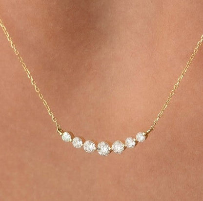 Round Cut White Sapphire Gold Necklace