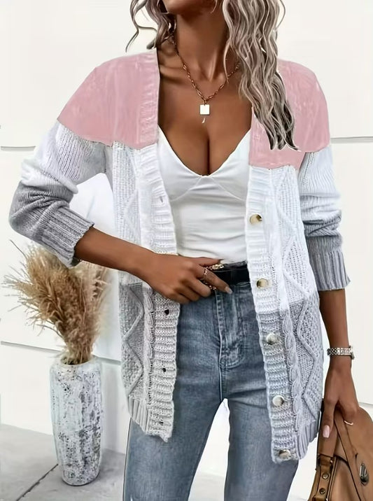 Camille | Two-Tone Open Front Cardigan