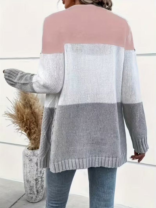 Camille | Two-Tone Open Front Cardigan