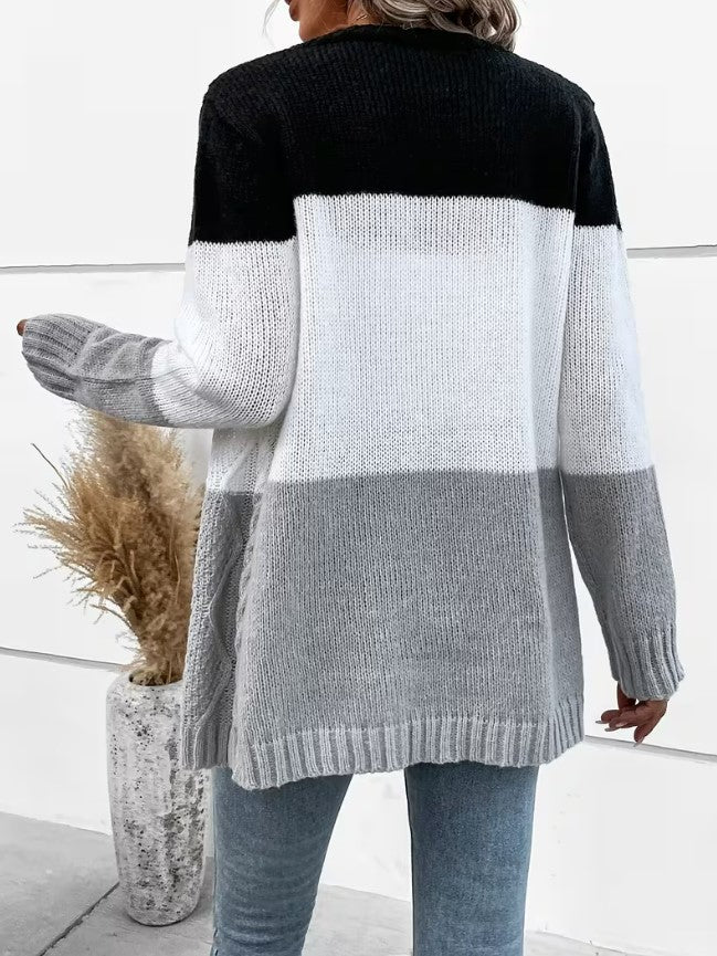 Camille | Two-Tone Open Front Cardigan