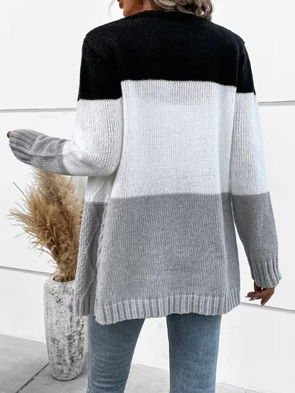 Camille | Two-Tone Open Front Cardigan