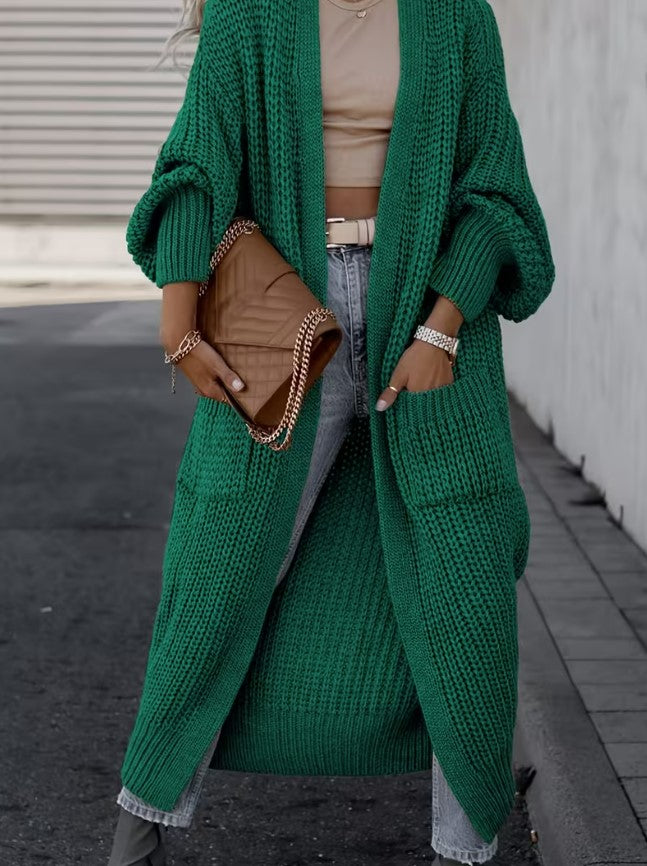 Eli | Solid Color V-Neck Long Cardigan