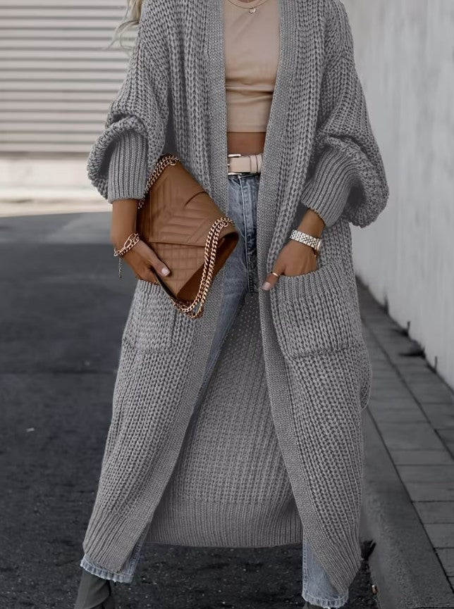 Eli | Solid Color V-Neck Long Cardigan