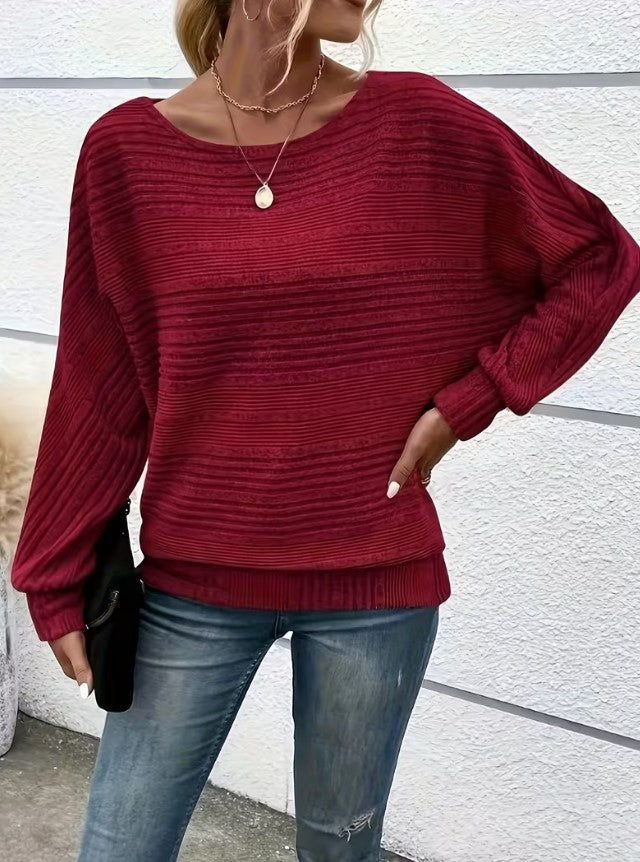 Sophie | Ribbed Batwing Sleeve Pullover Sweater