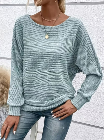 Sophie | Ribbed Batwing Sleeve Pullover Sweater