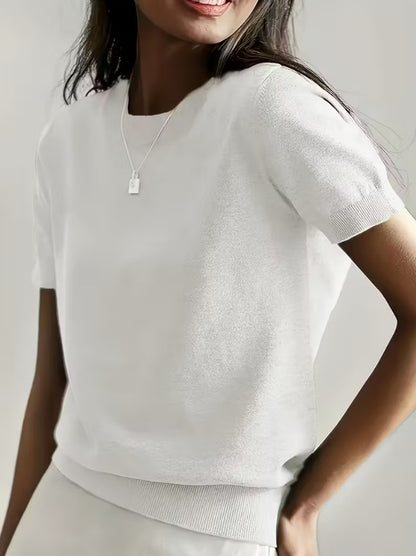 Marielle | Summer Short Sleeve Round Neck Blouse