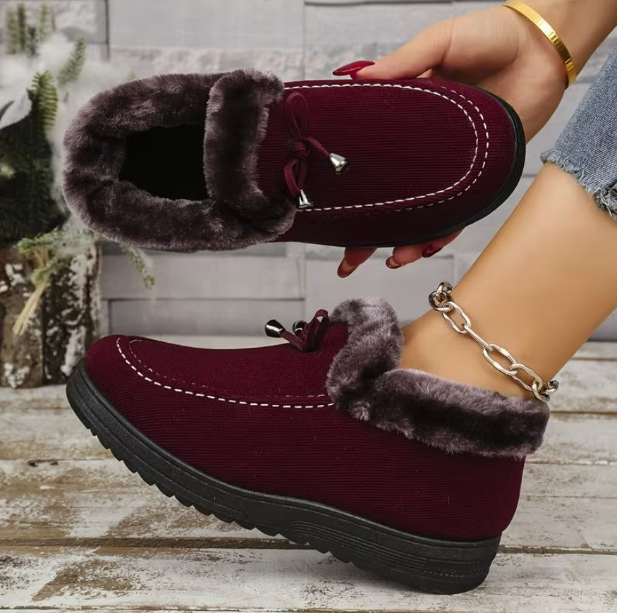 Fiadh | Burgundy Plush Slip-On Shoes
