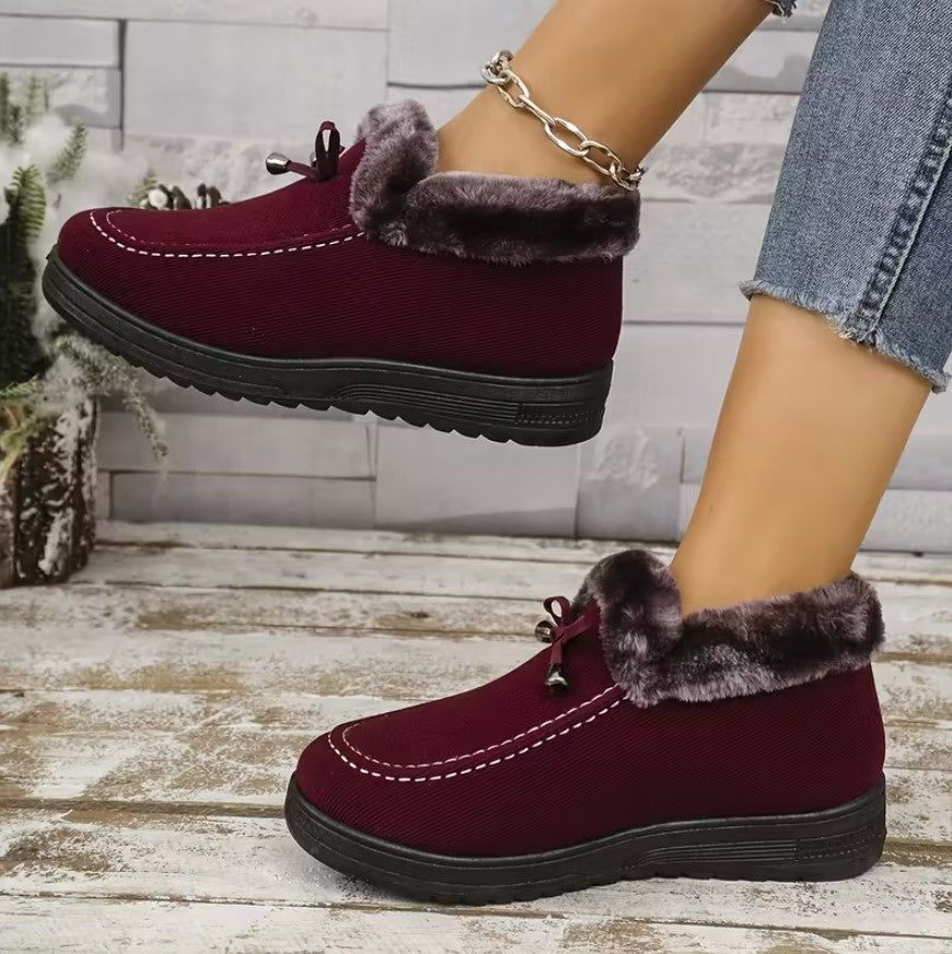 Fiadh | Burgundy Plush Slip-On Shoes