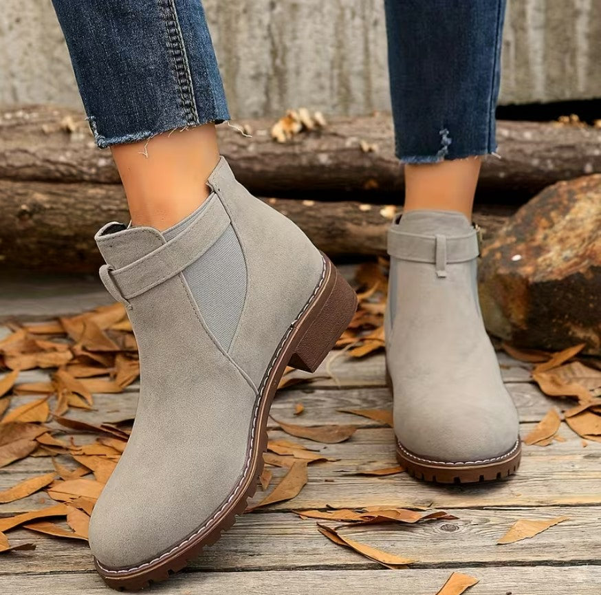 Nina | Slip-On Ankle Boots with Buckle Strap Detail