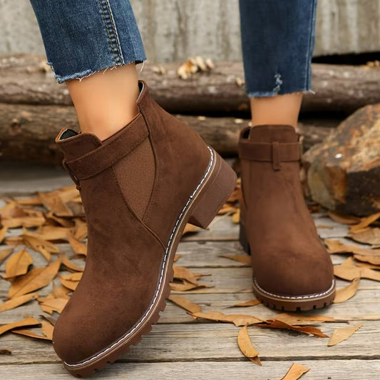 Nina | Slip-On Ankle Boots with Buckle Strap Detail