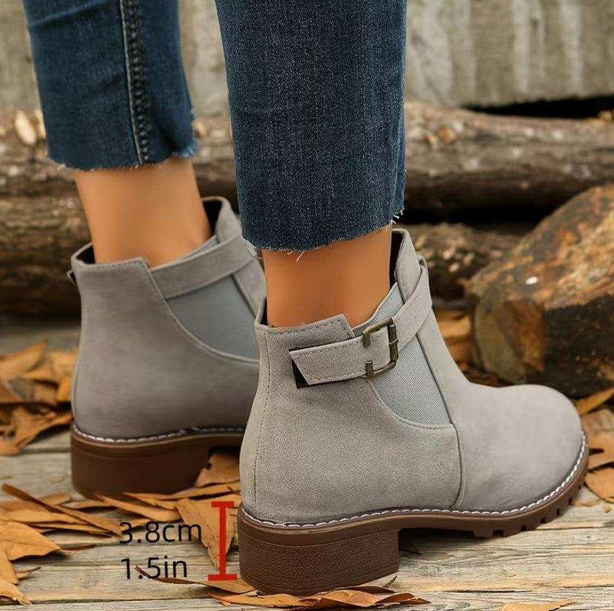 Nina | Slip-On Ankle Boots with Buckle Strap Detail