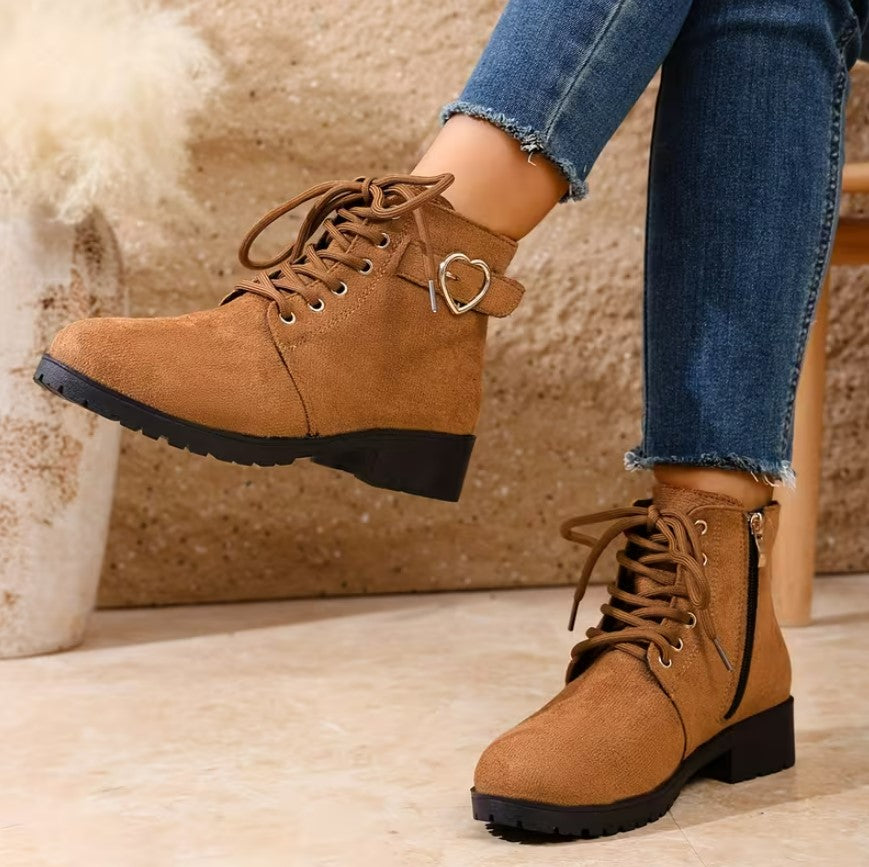 Ali | Affordable Lace-Up Ankle Boots with Chunky Heel