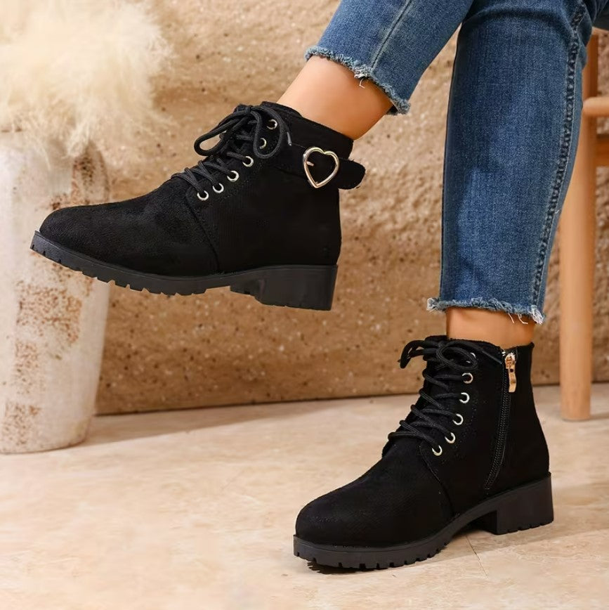 Ali | Affordable Lace-Up Ankle Boots with Chunky Heel