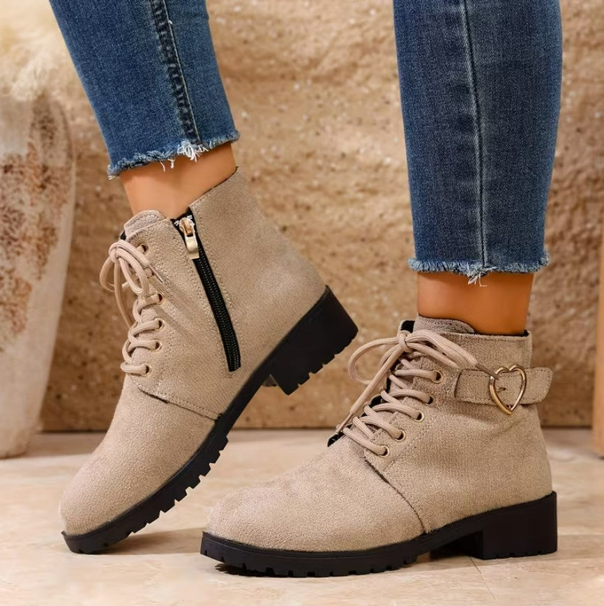 Ali | Affordable Lace-Up Ankle Boots with Chunky Heel