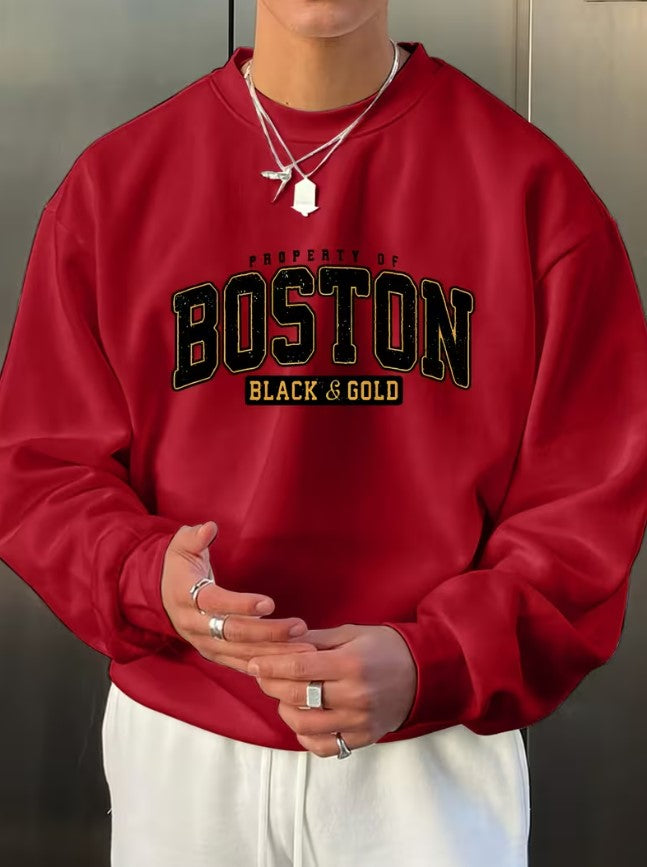 Ronan | Casual Boston Graphic Crewneck Sweatshirt