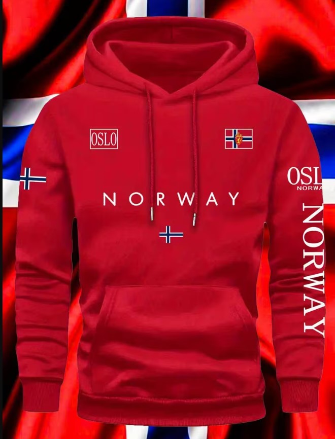 Eamon | Unisex Hoodie with Norwegian Flag Print