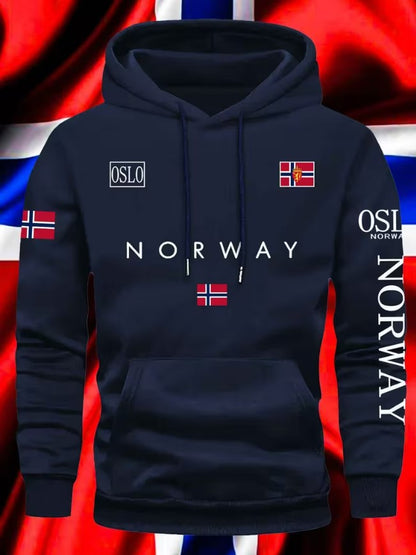 Eamon | Unisex Hoodie with Norwegian Flag Print