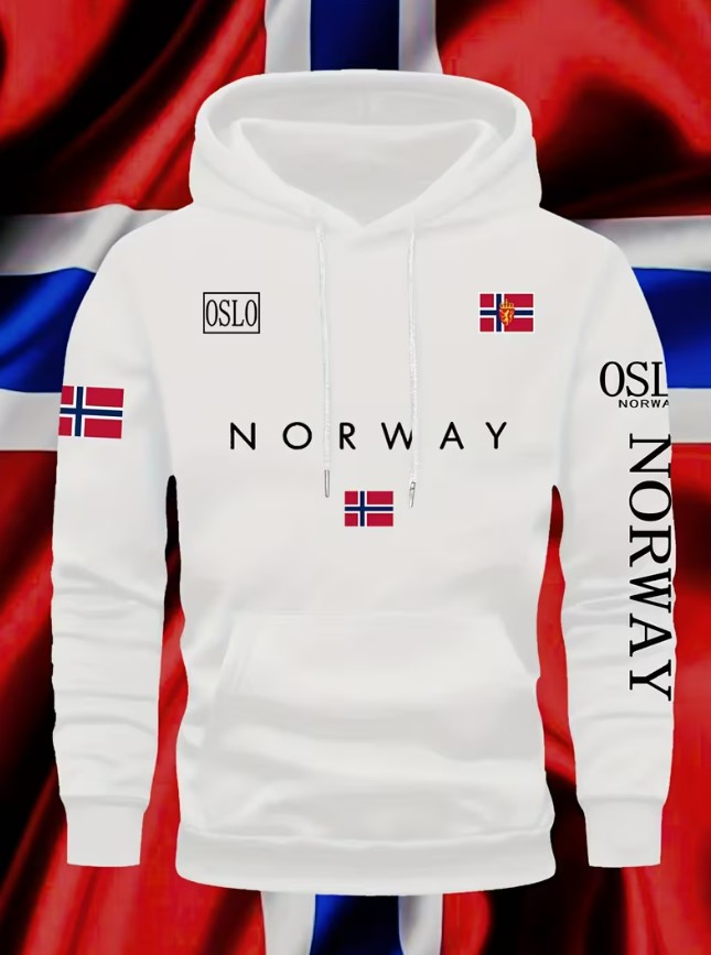 Eamon | Unisex Hoodie with Norwegian Flag Print