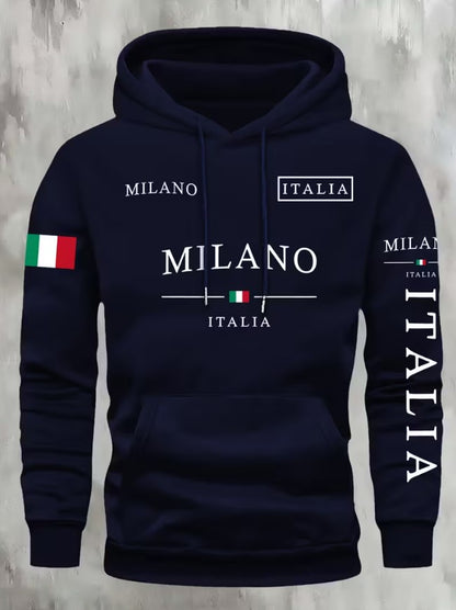 Rory | Kourrter Men’s Italian Flag & Milan Graphic Hooded Sweatshirt