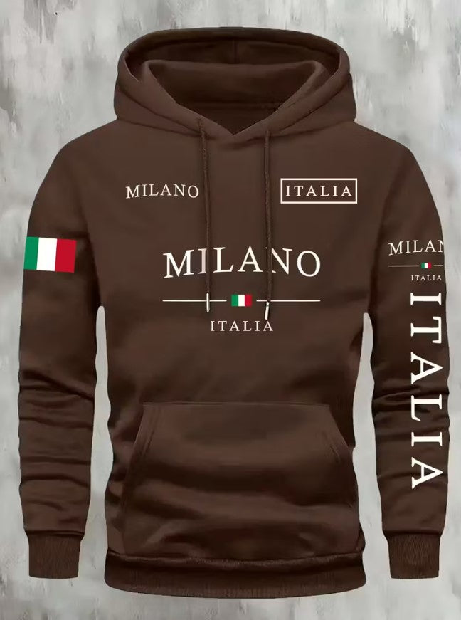 Rory | Kourrter Men’s Italian Flag & Milan Graphic Hooded Sweatshirt