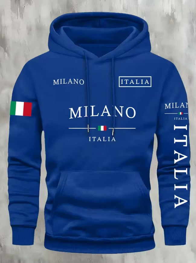 Rory | Kourrter Men’s Italian Flag & Milan Graphic Hooded Sweatshirt