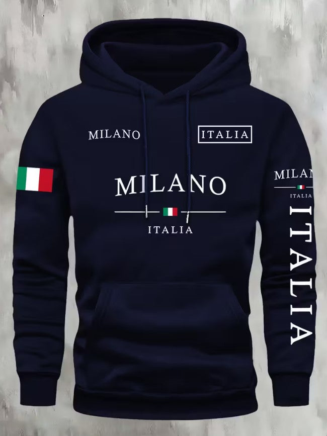 Rory | Kourrter Men’s Italian Flag & Milan Graphic Hooded Sweatshirt