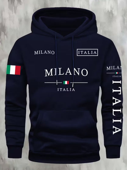 Rory | Kourrter Men’s Italian Flag & Milan Graphic Hooded Sweatshirt