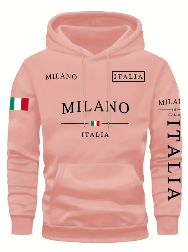 Rory | Kourrter Men’s Italian Flag & Milan Graphic Hooded Sweatshirt