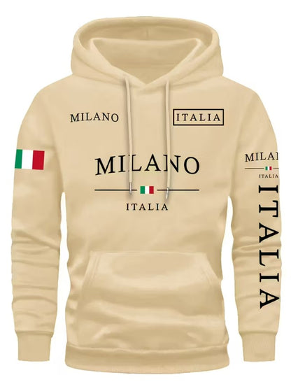Rory | Kourrter Men’s Italian Flag & Milan Graphic Hooded Sweatshirt