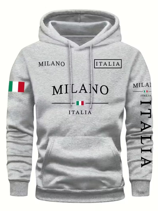 Rory | Kourrter Men’s Italian Flag & Milan Graphic Hooded Sweatshirt