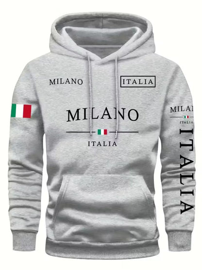 Rory | Kourrter Men’s Italian Flag & Milan Graphic Hooded Sweatshirt