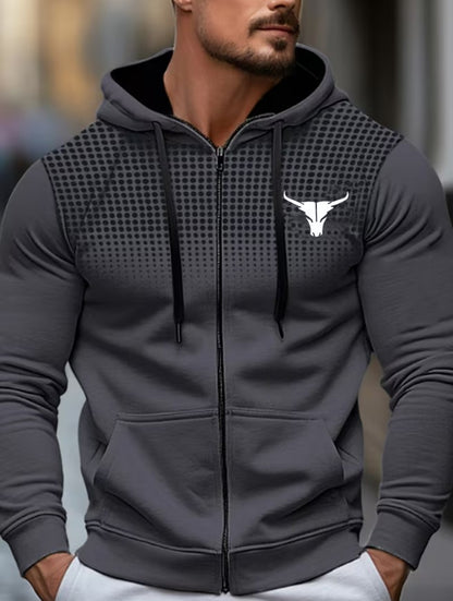 Patrick | Polka Dot Print Hooded Zip-Up Jacket