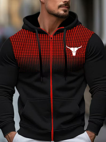 Patrick | Polka Dot Print Hooded Zip-Up Jacket