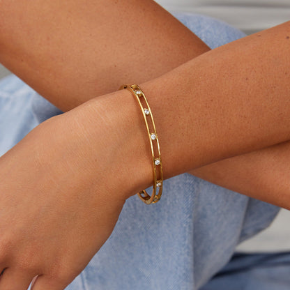 Sofia Crystal & Gold Bangle