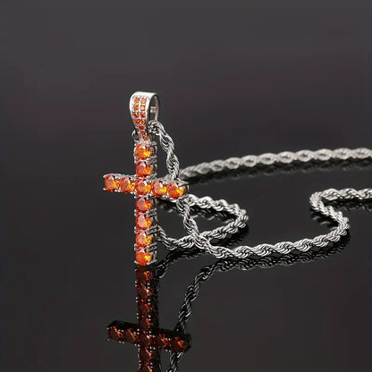 Iced Chics Hip Hop Cross Pendant Necklace