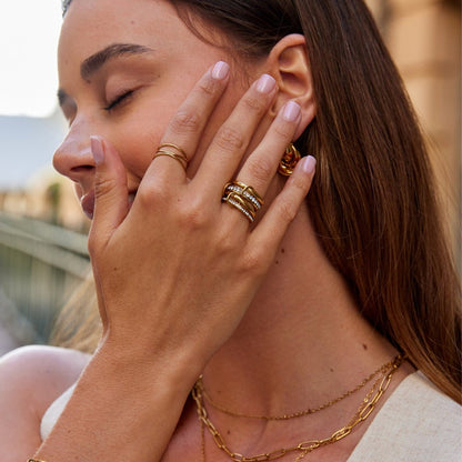 'Forever' Link Crystal & Gold Ring