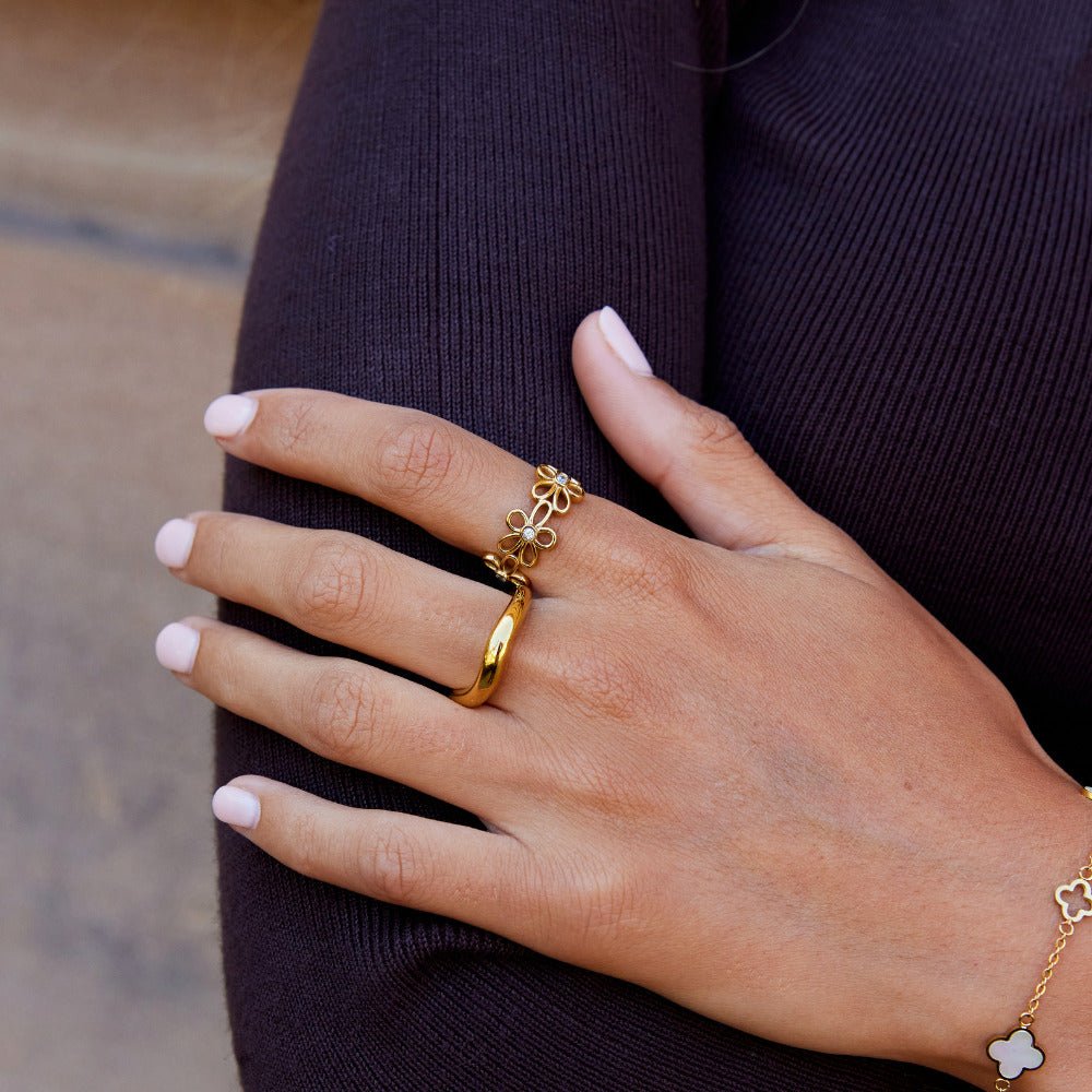 Golden Wildflower Infinity Ring