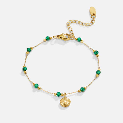 Nerissa Gold Shell & Green Bead Bracelet