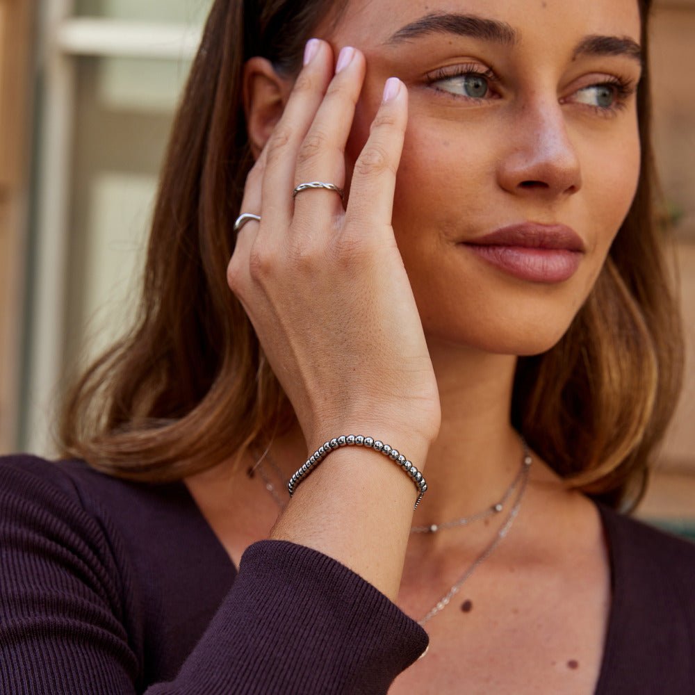 Niloya Beaded Silver Bracelet