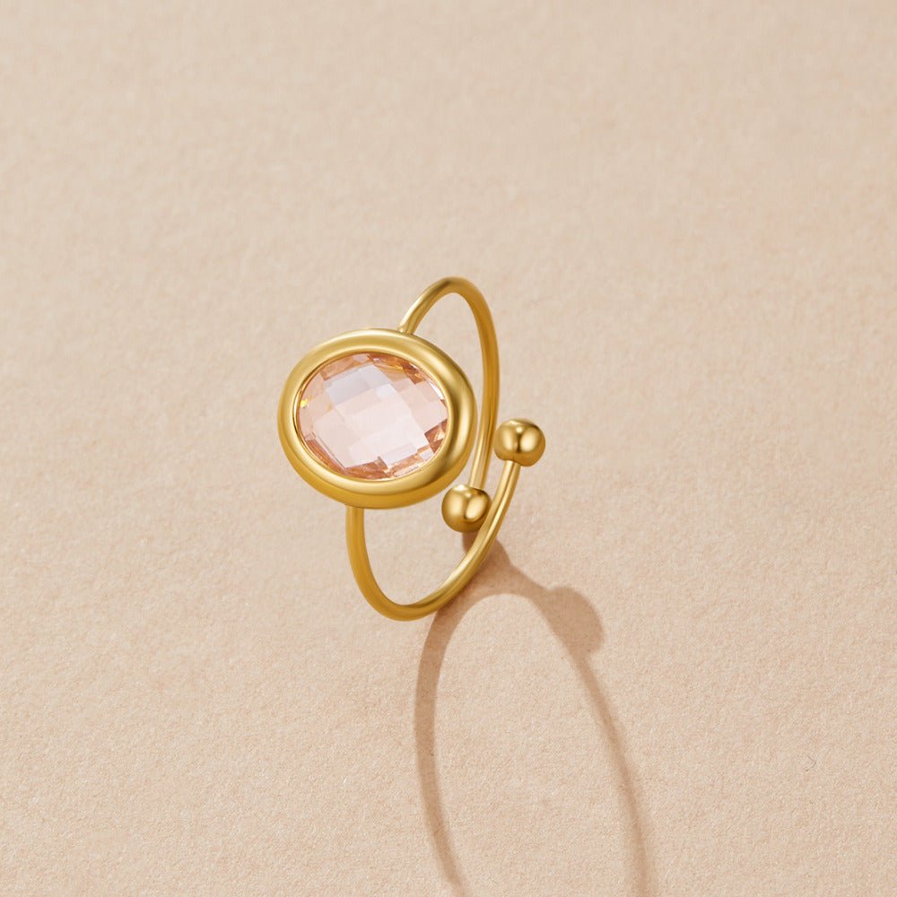 Pink Rose Crystal Gold Ring