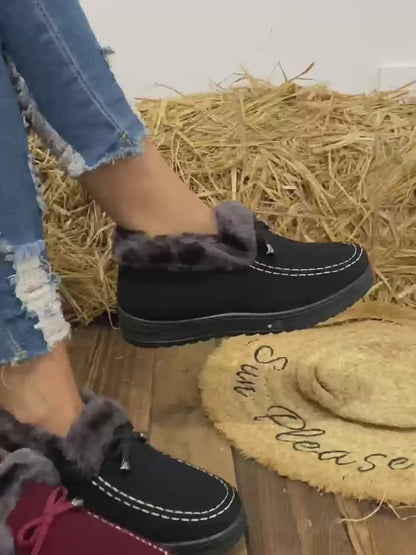 Fiadh | Burgundy Plush Slip-On Shoes