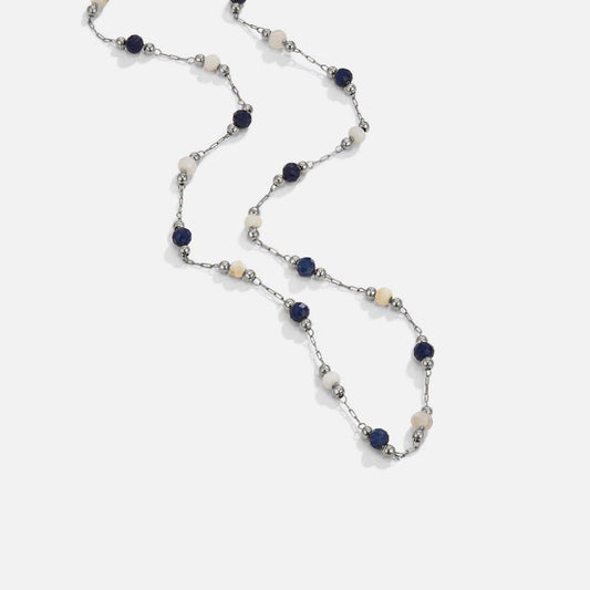 Silver Lulu Midnight Beaded Stone Necklace