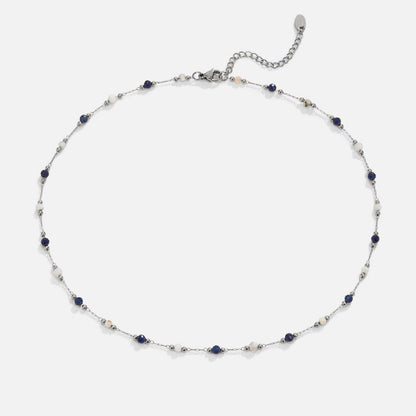 Silver Lulu Midnight Beaded Stone Necklace