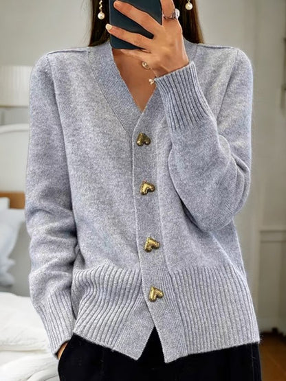 Carla - Heart Buttoned Cardigan