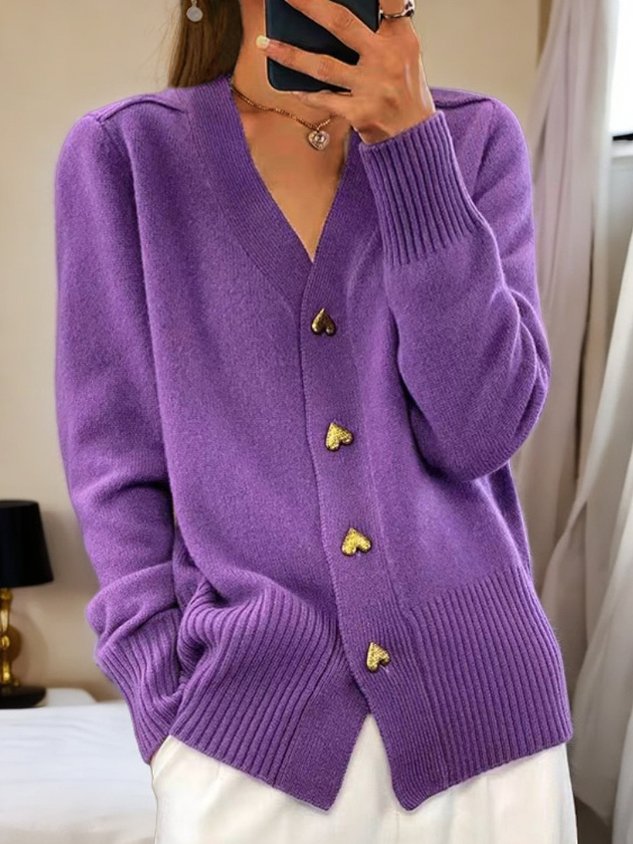 Carla - Heart Buttoned Cardigan