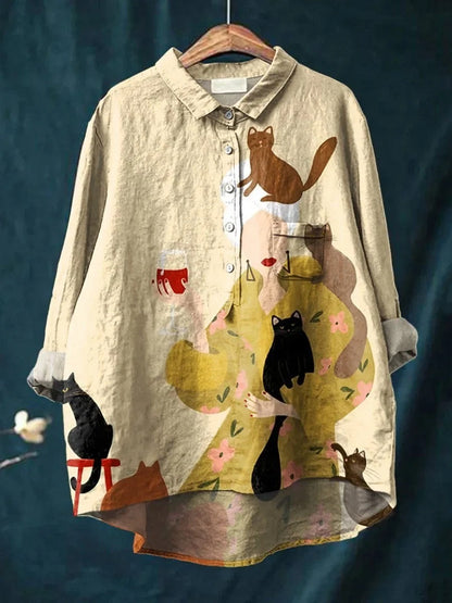 Kathrin - Linen Printed Shirt
