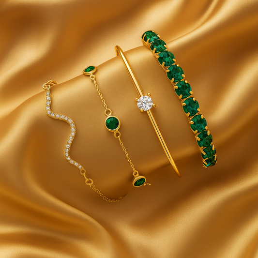 Green Zirconia Vintage Bracelet Set